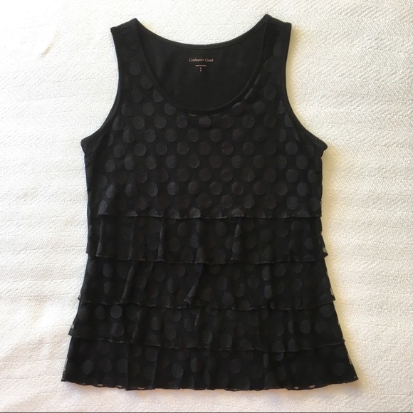 Coldwater Creek Tiered Ruffle Tank Black sz Small - Picture 1 of 8